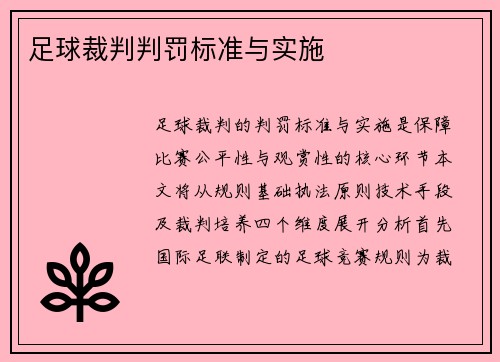 足球裁判判罚标准与实施